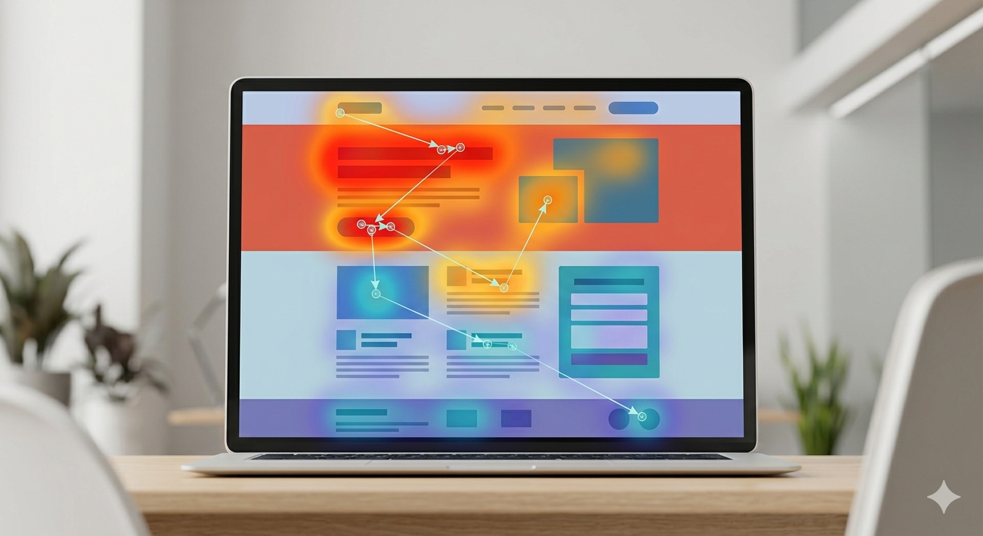 Пример тепловой карты внимания на экране сайта