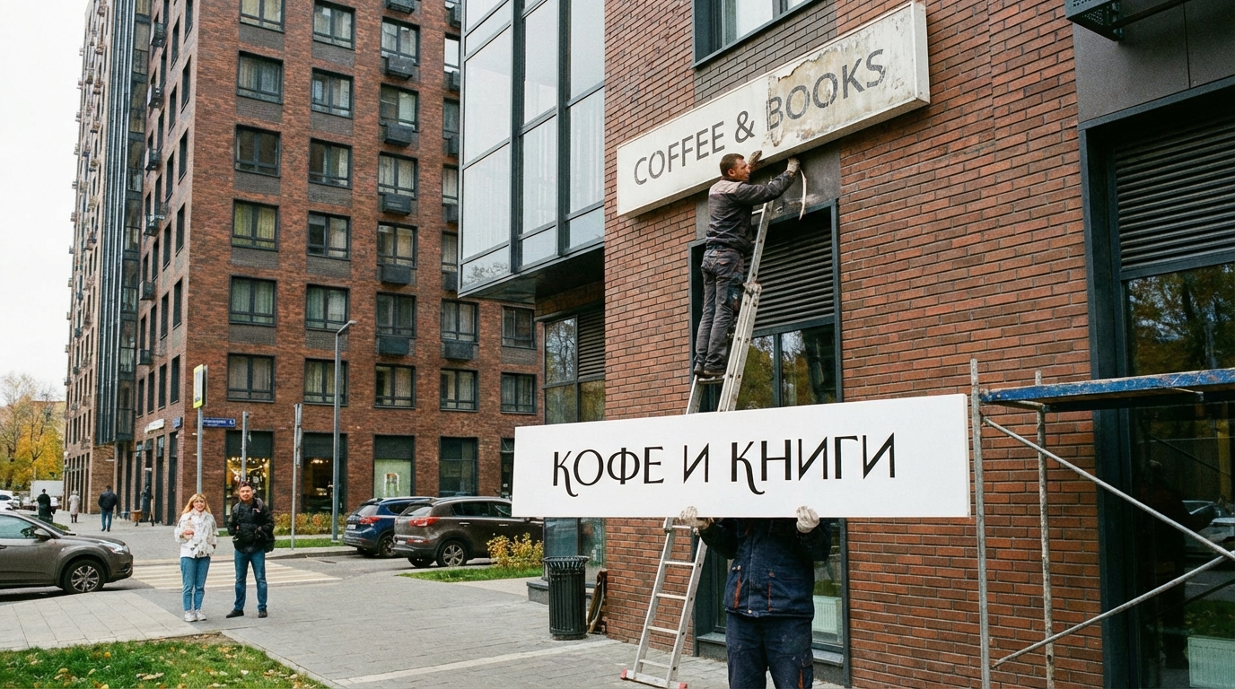 Иллюстрация: смена вывески и табличек