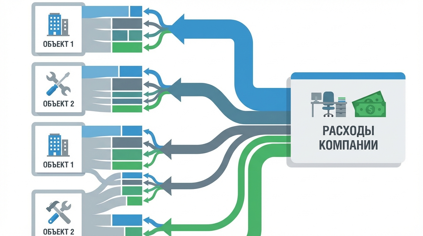 Схема: проекты и расходы компании