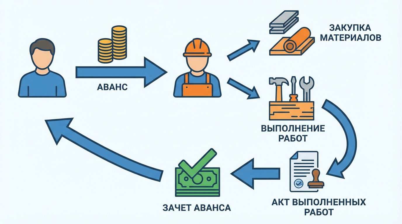 Схема жизни аванса в проекте