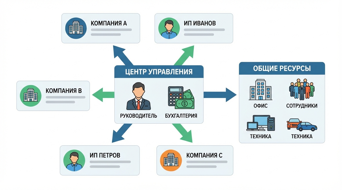 Схема единого бизнеса с формально разными компаниями