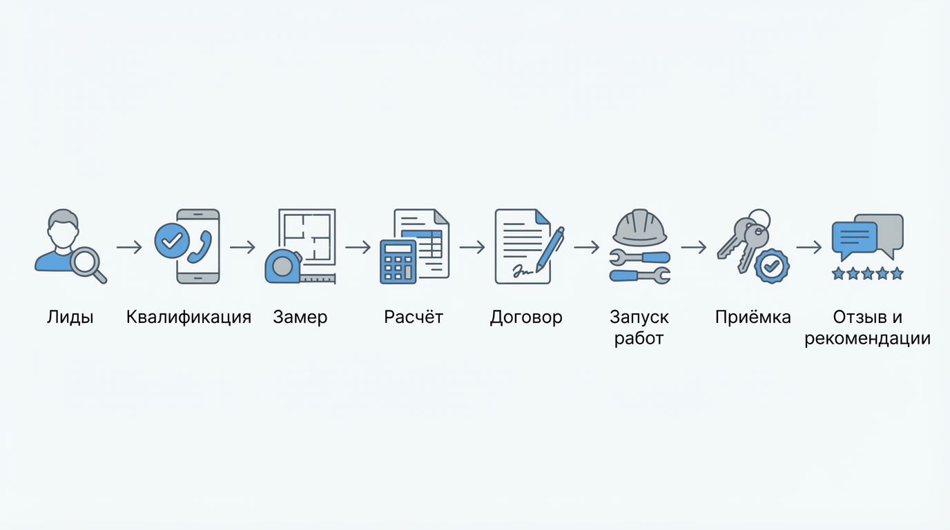 Схема воронки продаж для ремонта квартиры