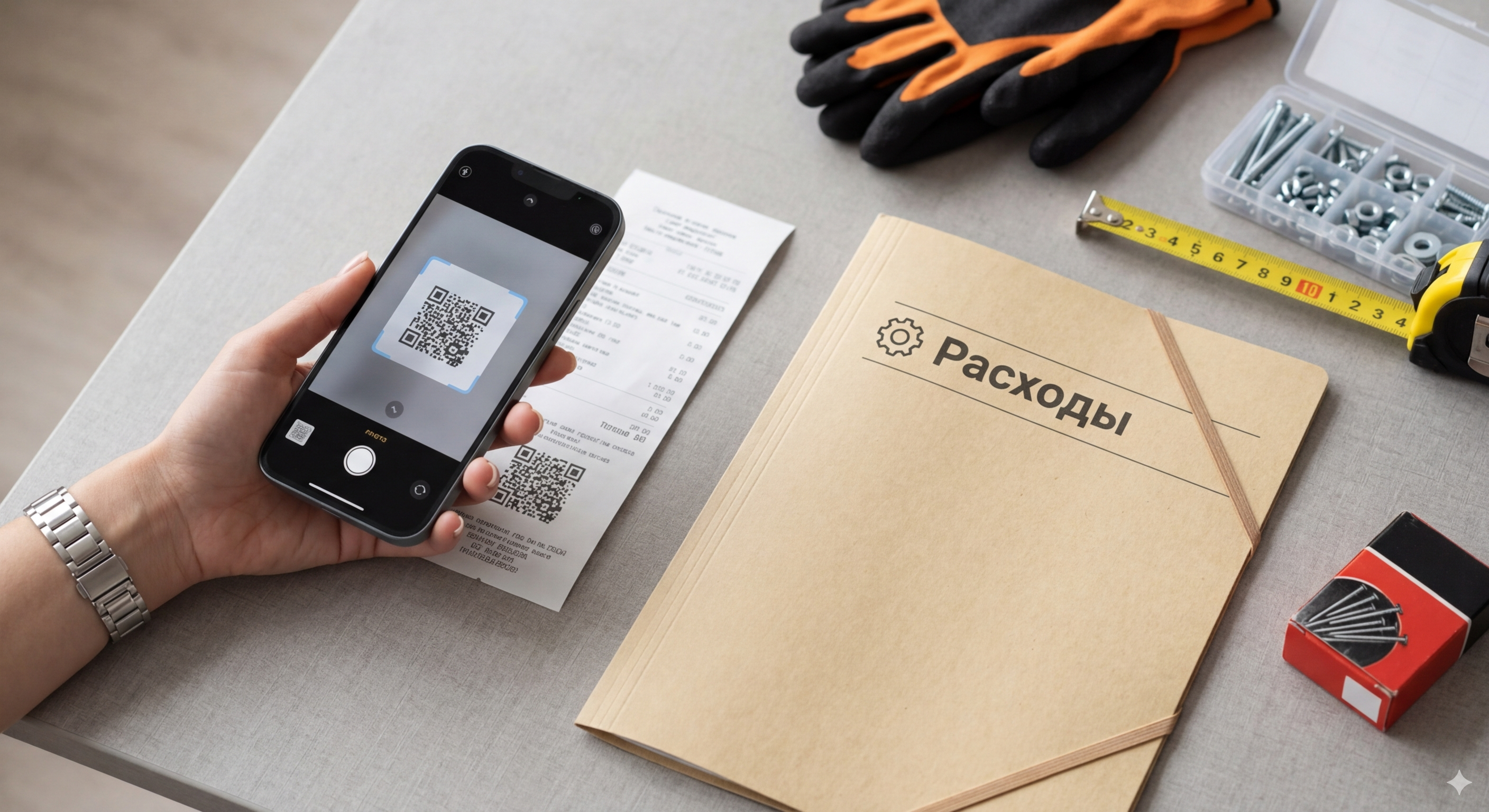 Смартфон и чек