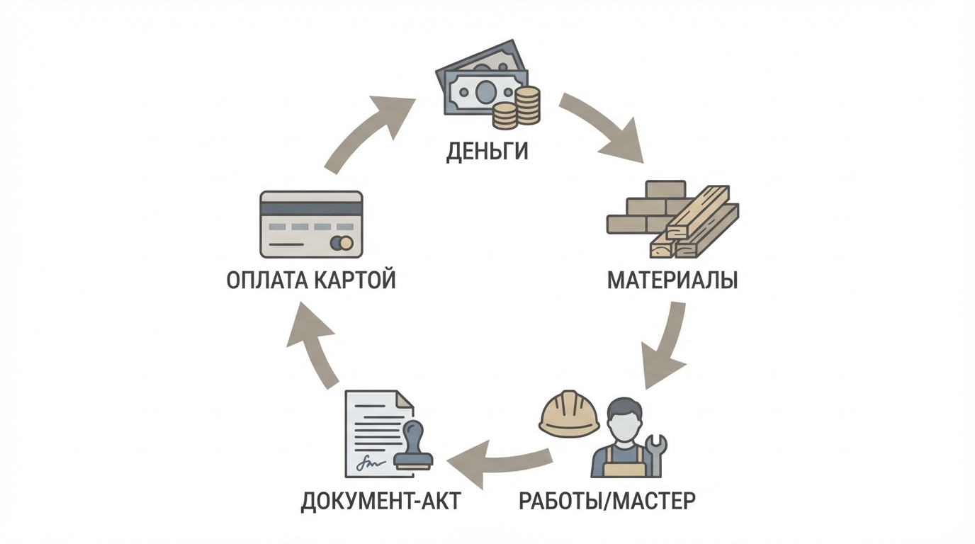 Схема операционного цикла в строительстве