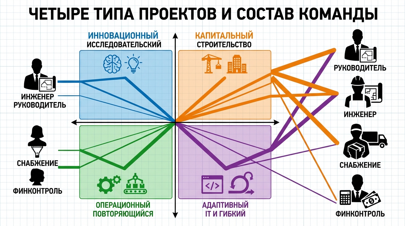 Схема типов проектов и набор ролей