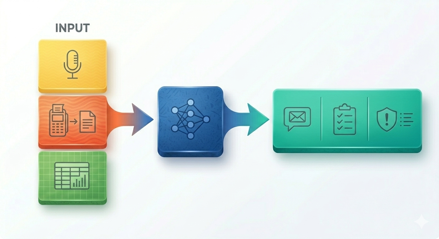 Схема работы ИИ в малом бизнесе