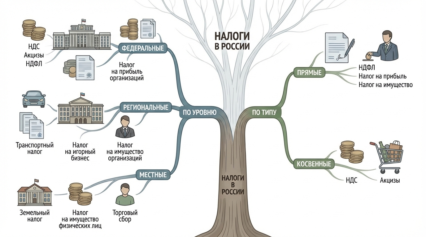 Схема классификации налогов для предпринимателя