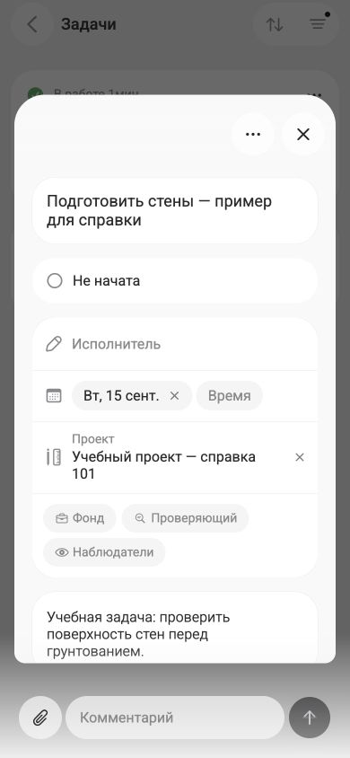 Описание задачи в браузере телефона