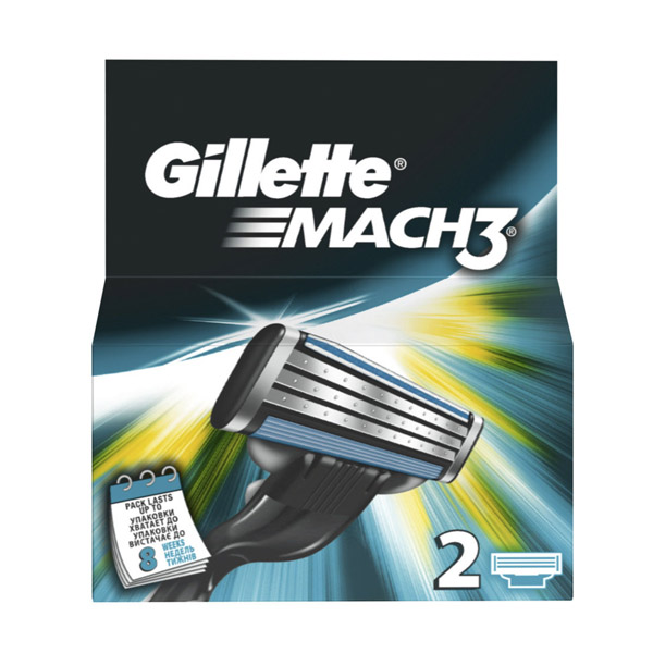 GILLETTE (ДЖИЛЛЕТТ) Кассета для станка Mach3 (2 картриджа)