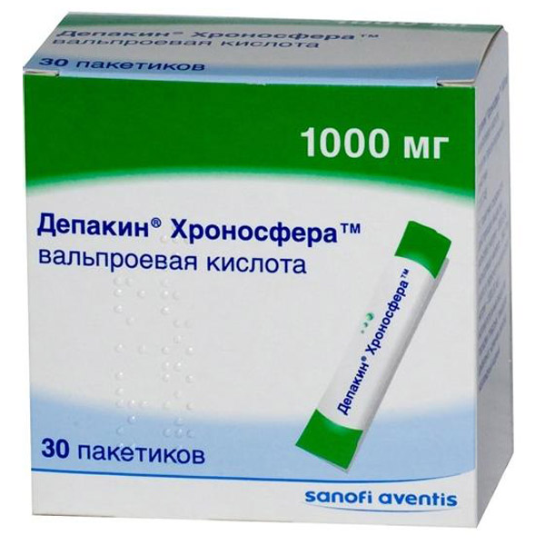 Депакин Хроносфера гранулы 1г пакет  №30 пролонгированного высвобождения для приема внутрь