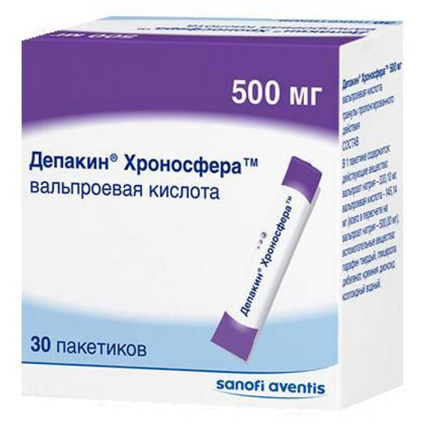 Депакин Хроносфера гранулы 500мг пакет  №30 пролонгированного высвобождения для приема внутрь