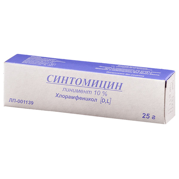 Синтомицина линимент 10% 25г туба