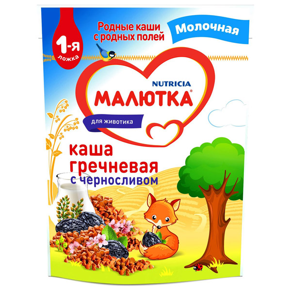 NUTRICIA (НУТРИЦИЯ) Каша Малютка молочная гречневая с черносливом с 4  месяцев 220г