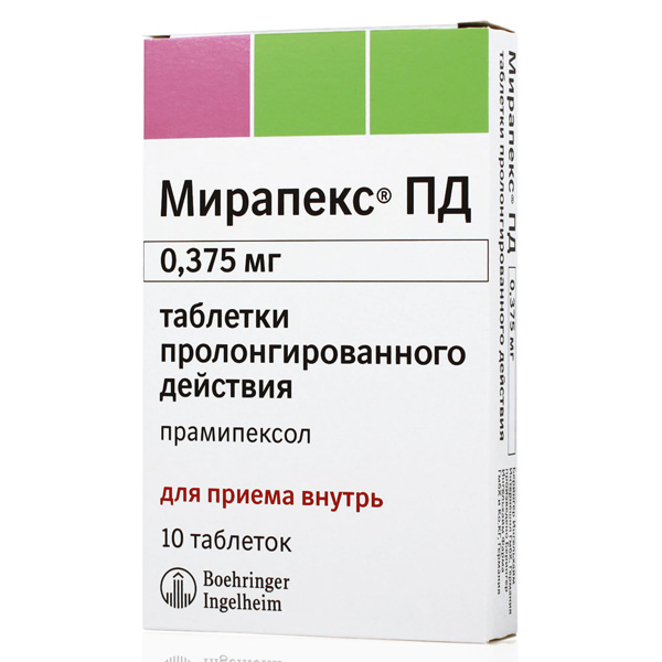 Мирапекс ПД таблетки  0,375мг №10 пролонгированного действия