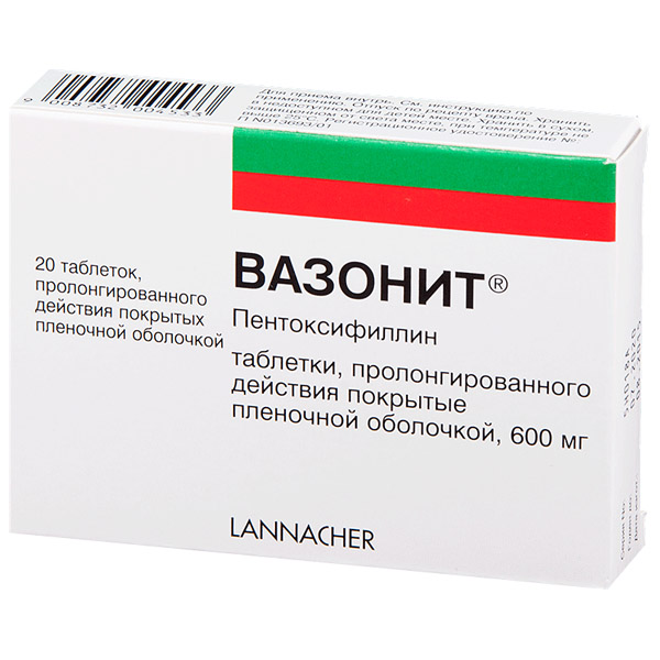 Вазонит таблетки  600мг №20 п/пл/о пролонгированного