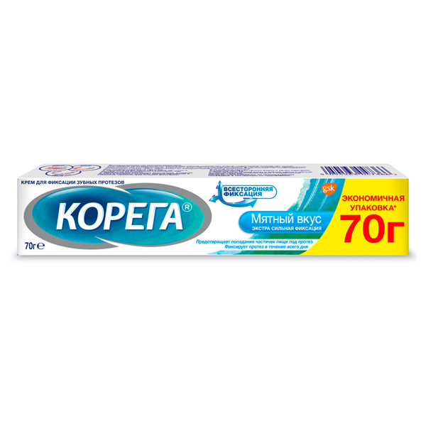 Корега Крем для фикс. зуб. протезов экстра сильн. мятн. 70г