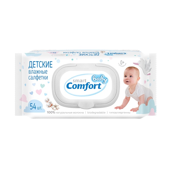 Салфетки влажные Smart Baby Comfort №54 с клапаном