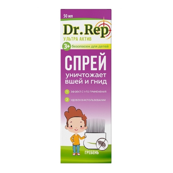 Доктор Реп Спрей Педикулицидный Парадиз ультра 50мл+гребень в комплект
