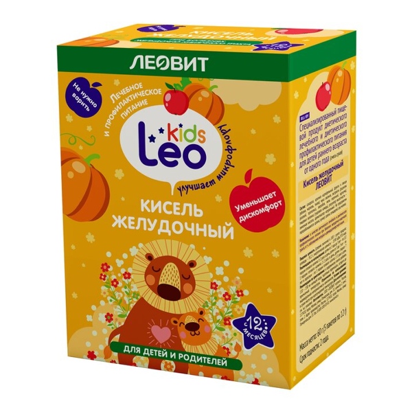 Кисель Леовит Leo kids желудочный д/детей с 12мес. 12г №5 пак.