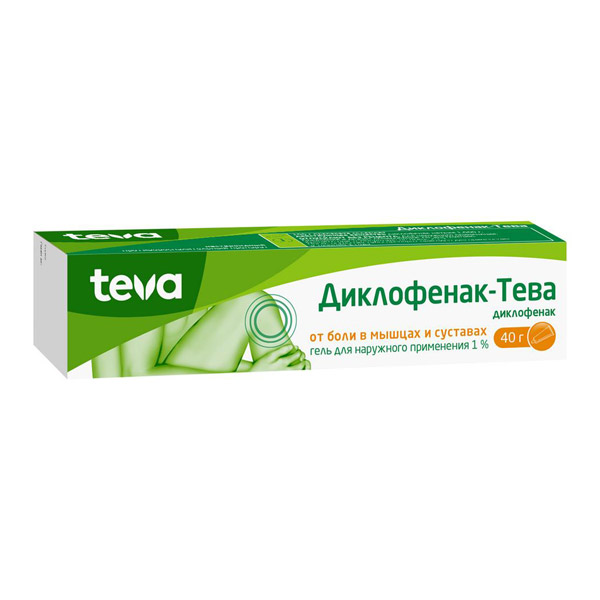 Диклофенак Тева гель д/наруж. прим. 1% 40г туба