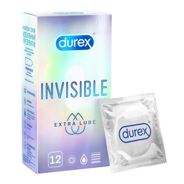 Презервативы Durex Invisible Extra Lube №12