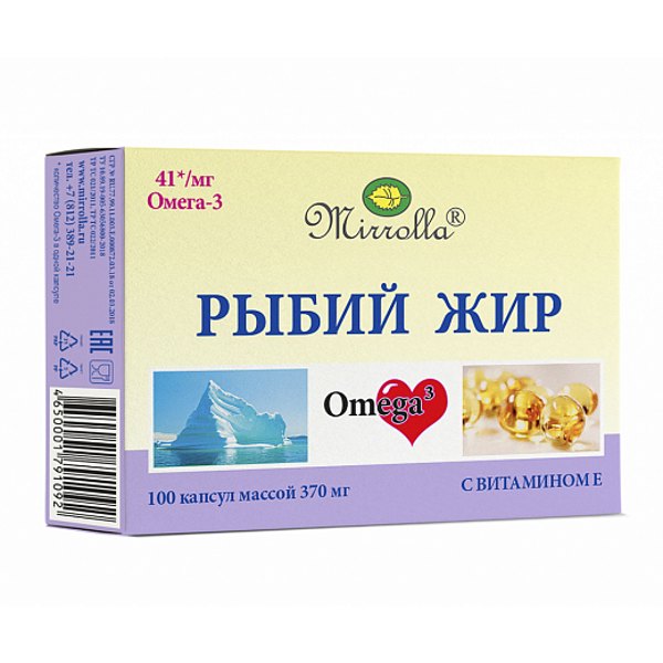 Рыбий жир Мирролла Омега 3 с вит. Е капс. №100