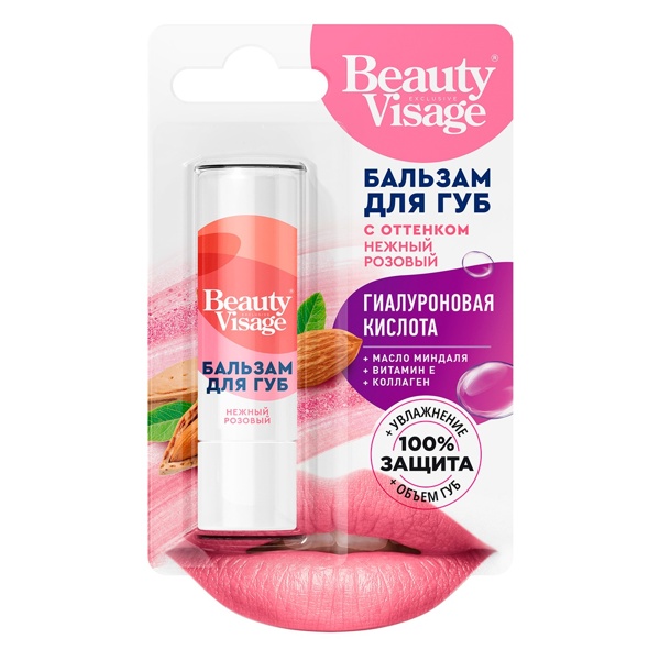 Бальзам д/губ с оттенком нежный розовый Beauty Visage 3,6г