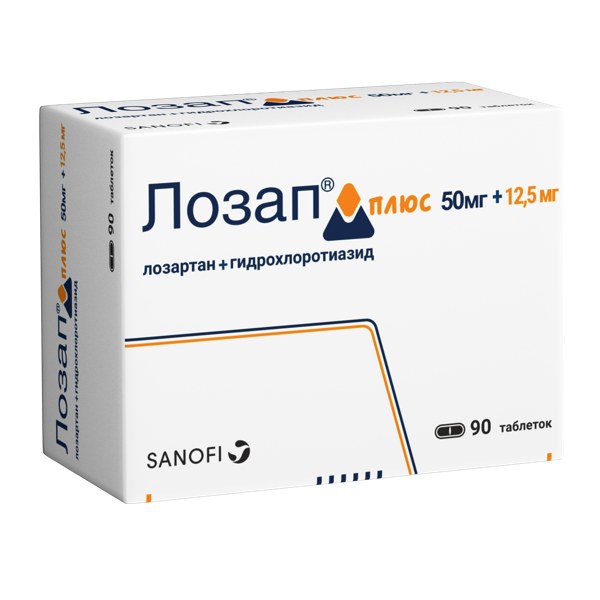 Лозап плюс таблетки  п/о 50мг+12,5мг №90