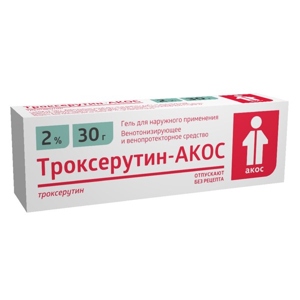 Троксерутин Акос гель д/наруж. прим. 2% 30г