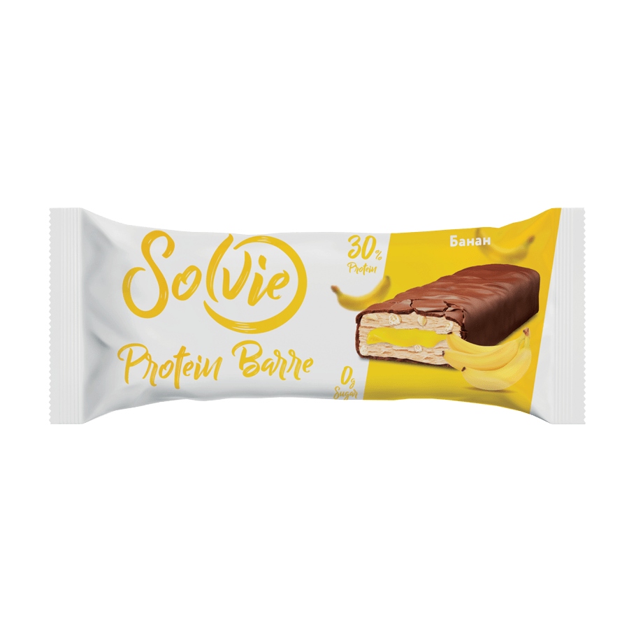 Solvie Protein Barre батончик глазированный без сахара банан 30г