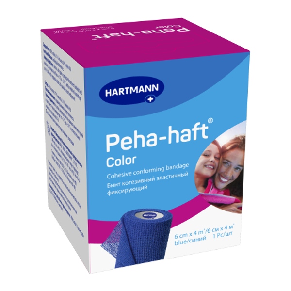 Hartmann Peha-haft Color бинт эластичный фиксирующий когезивный 6*400см синий