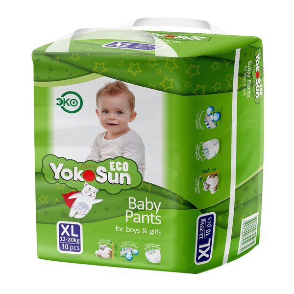 Подгузники трусики Yokosun ECO р.XL (12-20кг) №10