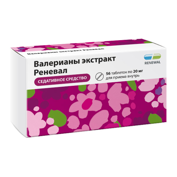 Валерианы Реневал эк-т таб. п/пл/о 20мг №56