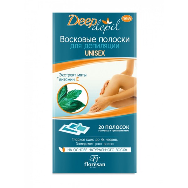 ФЛОРЕСАН Deep depil Восковые полоски д/деп. Unisex с мятой №20