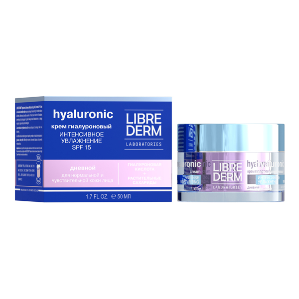 LIBREDERM Hyaluronic Крем для лица гиалуроновый Интенсивное увлажнение дневной SPF15+ 50мл