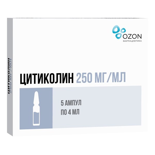 Цитиколин р-р д/в/в и в/м введ. 250мг/мл 4мл №5 амп.