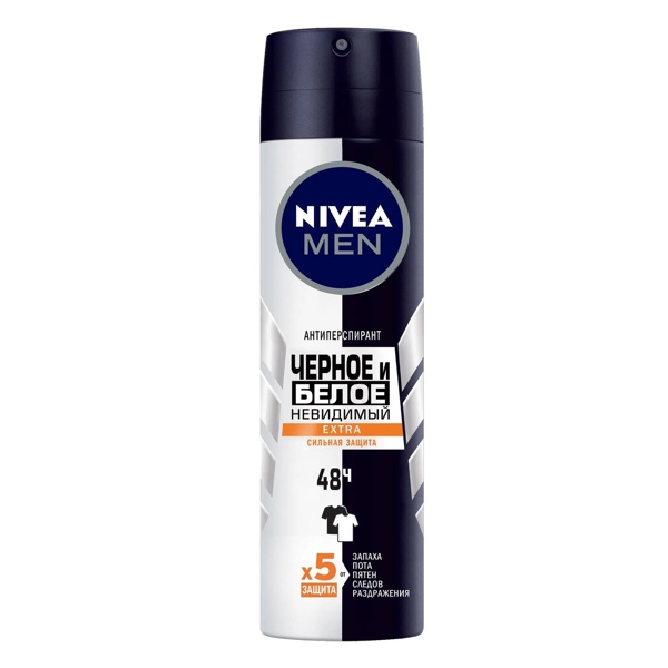 NIVEA Дез. Невидимый д/чёрного и белого Extra д/муж. спрей 150мл