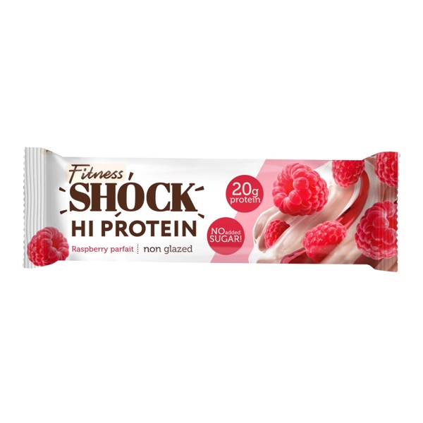 FitnesShock Hi Protein батончик протеиновый неглазированный без сахара малиновое парфе 60г