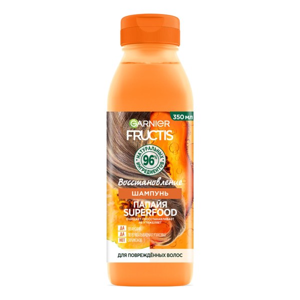 FRUCTIS Шампунь Superfood Папайя Восстановление д/поврежд. вол. 350мл