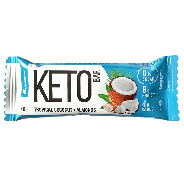 Батончик Bombbar Keto bar тропич. кокос миндаль неглазир. 40г