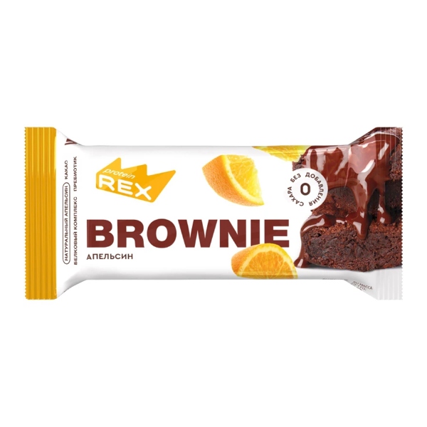 Protein Rex Brownie пирожное протеиновое без сахара апельсин 50г