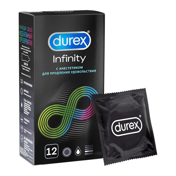 Презервативы Durex Infinity гладкие с анестетиком №12