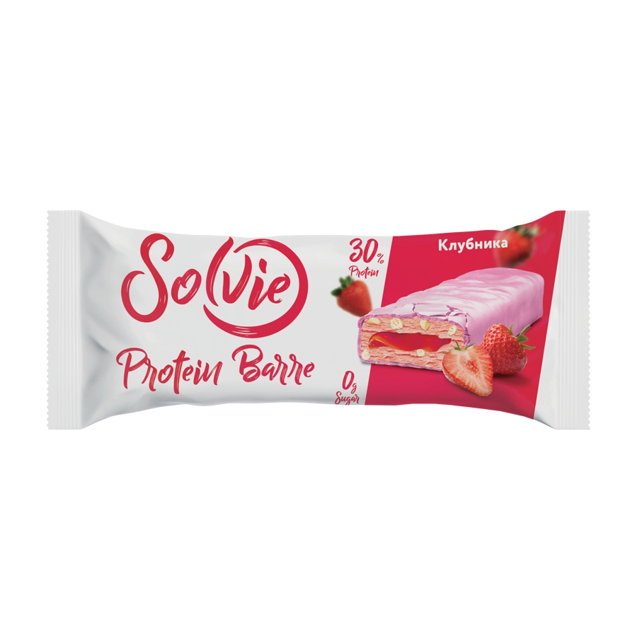 Solvie Protein Barre батончик глазированный без сахара клубника 30г