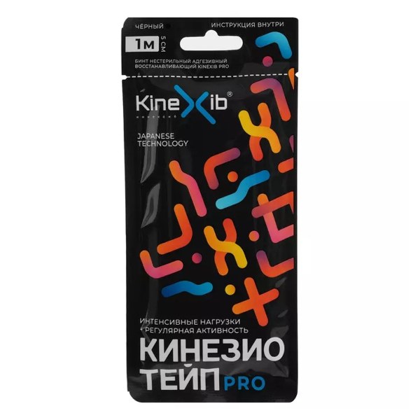 Кинезио тейп Kinexib Pro усиленной фиксации 5*100см черный