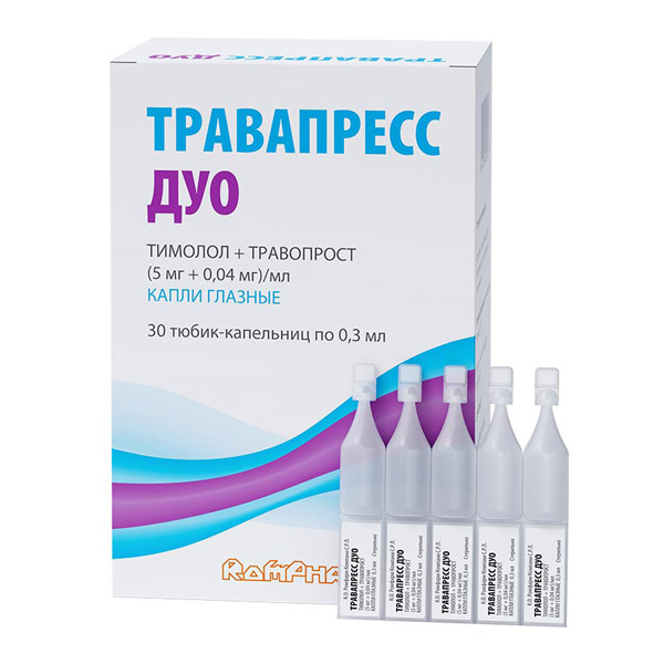 Травапресс Дуо капли гл. 5мг+0,04мг/мл 0,3мл №30 тюб. кап.