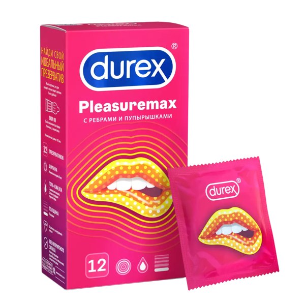 Презервативы Durex Pleasuremax №12 с ребрами и пупырышками