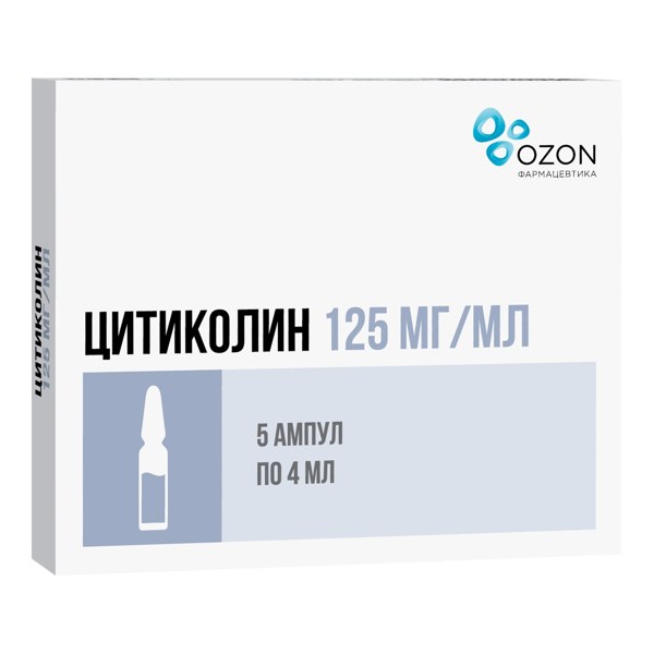 Цитиколин р-р д/в/в и в/м введ. 125мг/мл 4мл №5 амп.