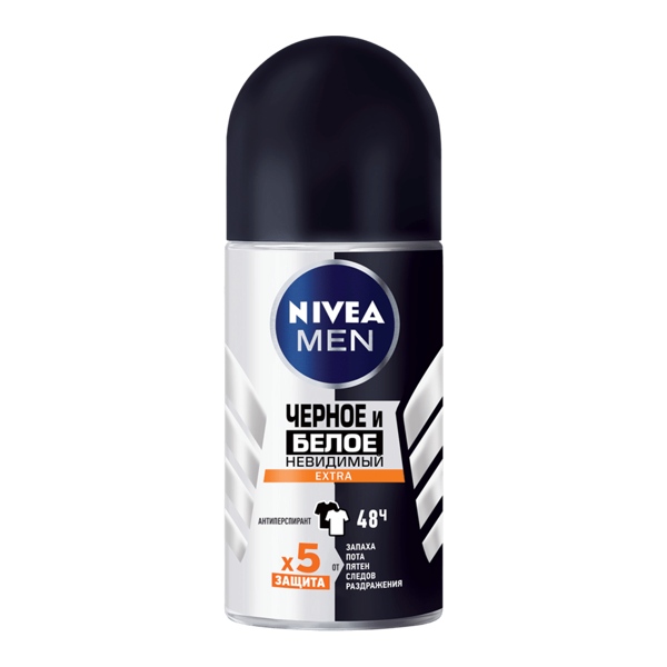 NIVEA Дез. Невидимый д/чёрного и белого Extra д/муж. шарик. 50мл