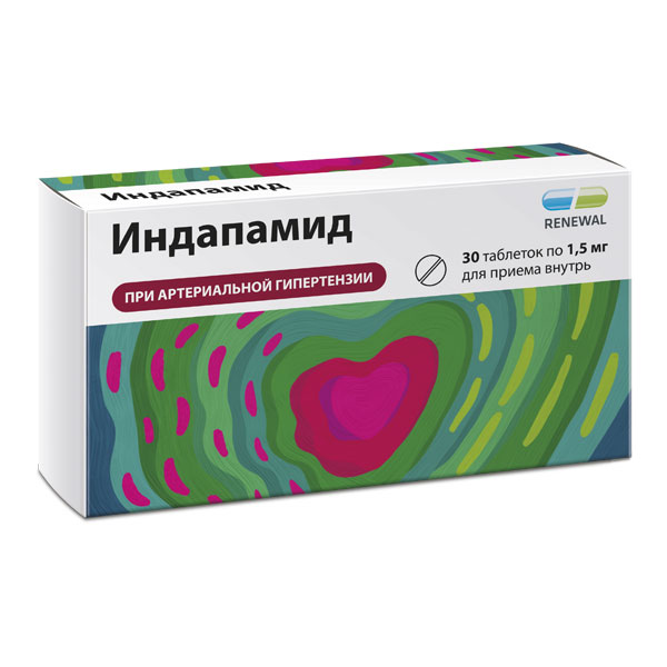 Индапамид Реневал таб. п/пл/о с пролонг. высв. 1,5мг №30