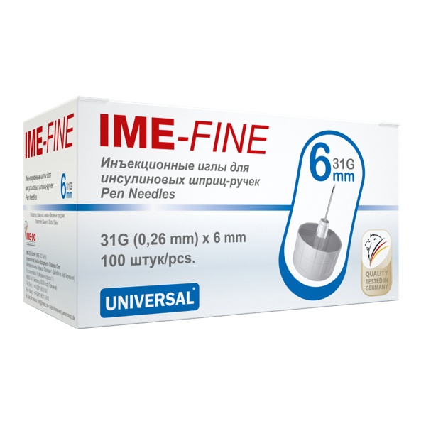 Игла д/шприц-ручки Ime-fine инъекц. однораз. универс. 31G 0,26*6мм №100